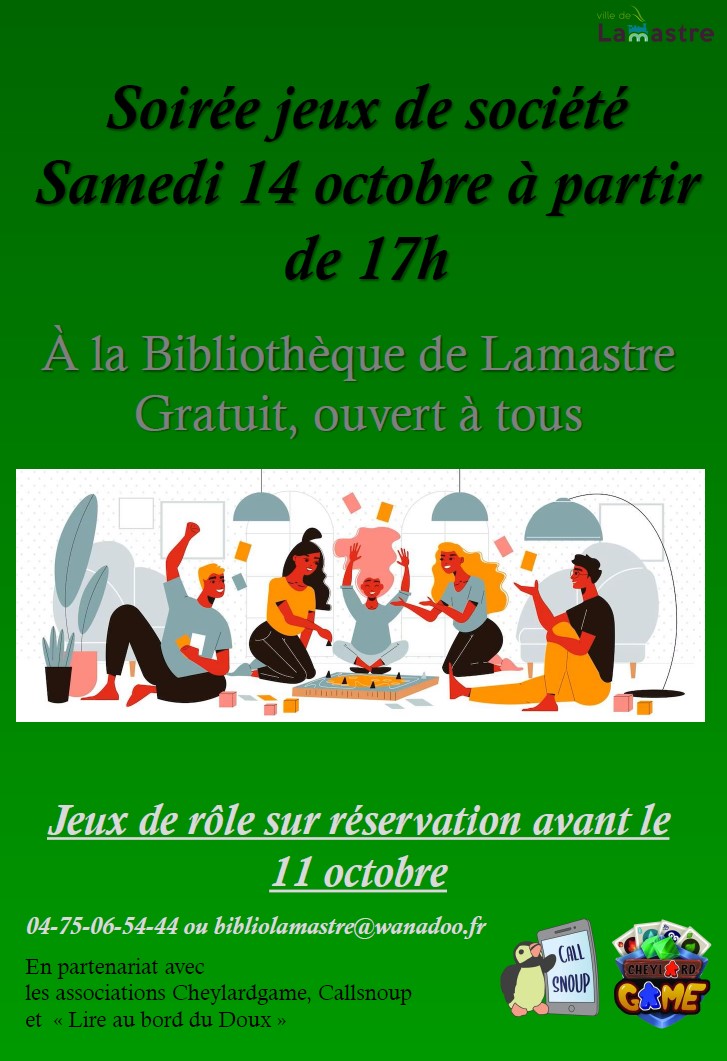 Affiche Soirée Jeux Lamastre 14oct23